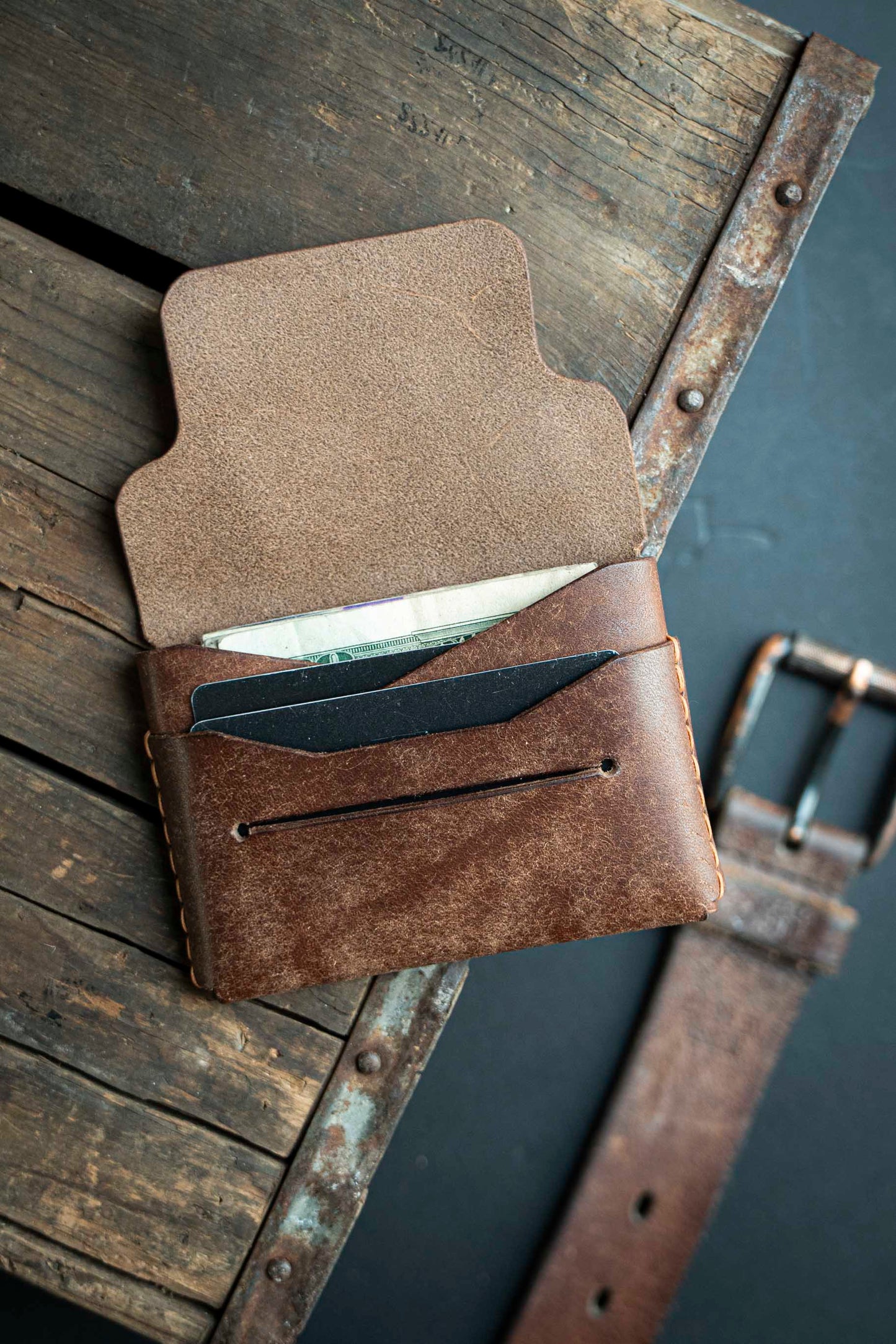 The Atlas. Hand made leather wallet