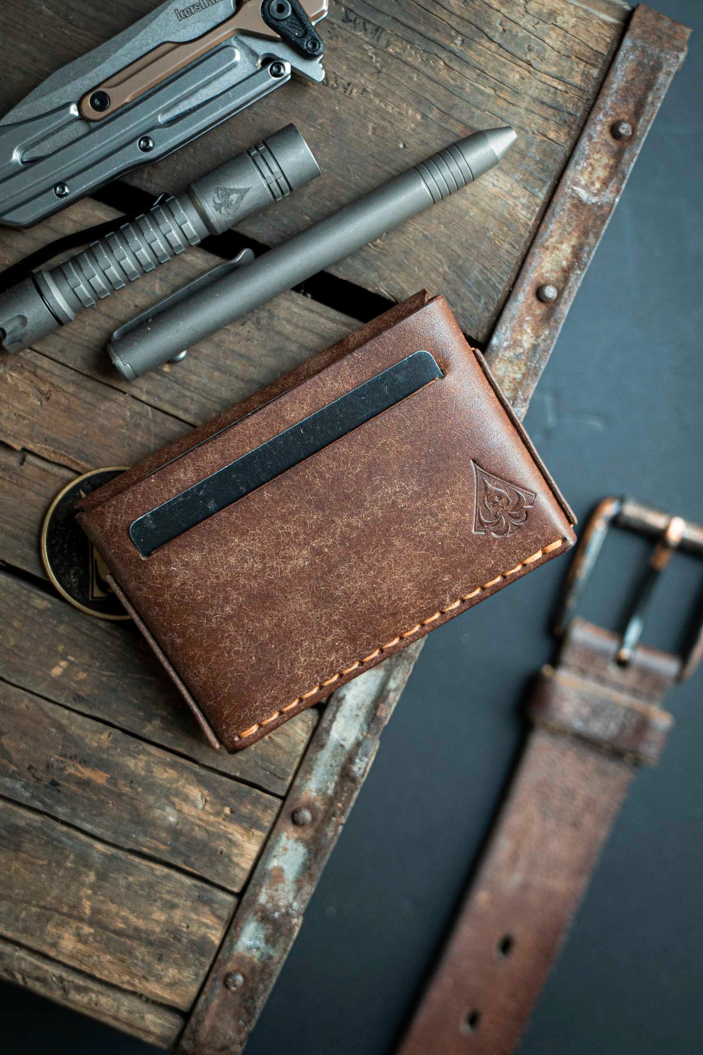 The Atlas. Hand made leather wallet