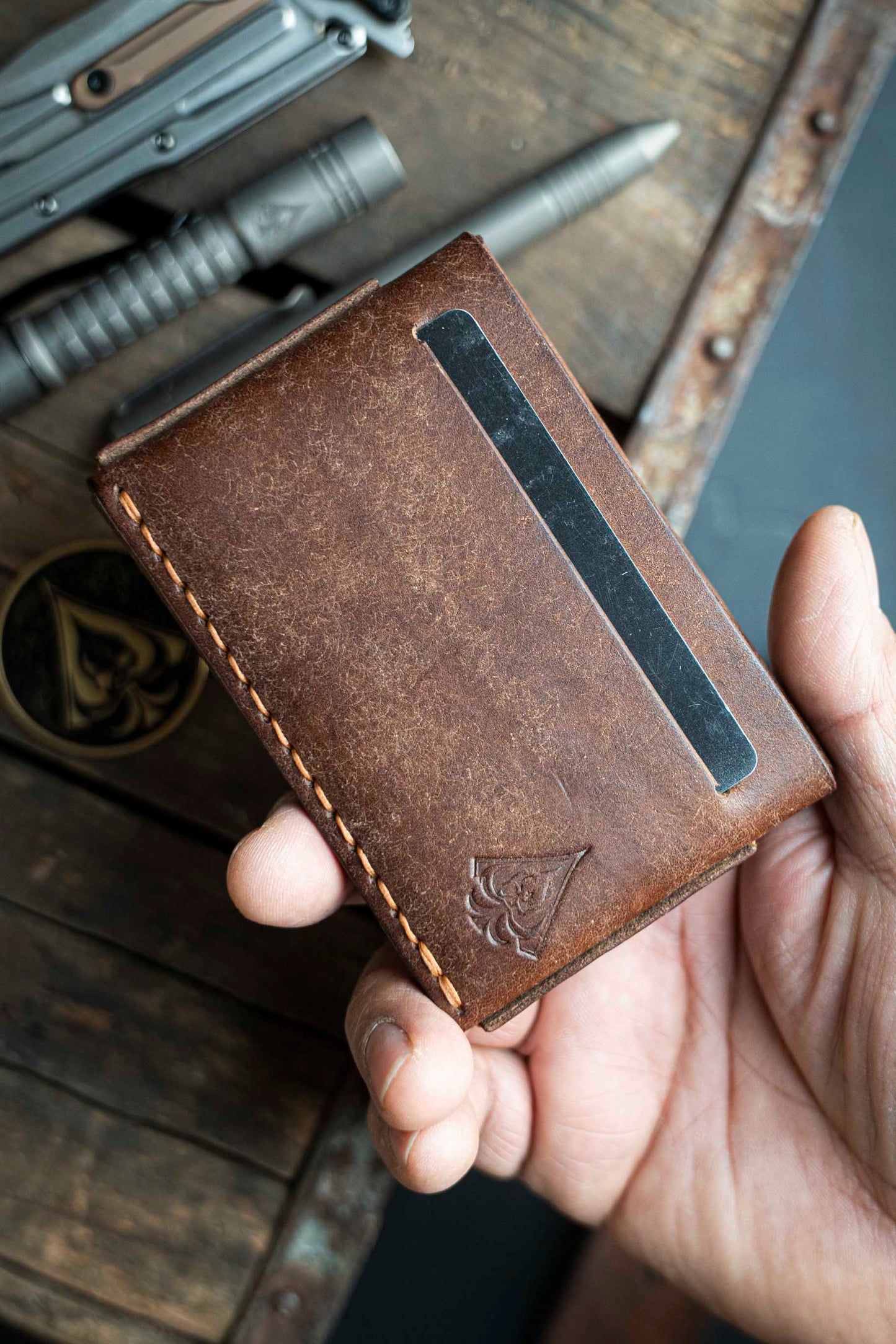 The Atlas. Hand made leather wallet