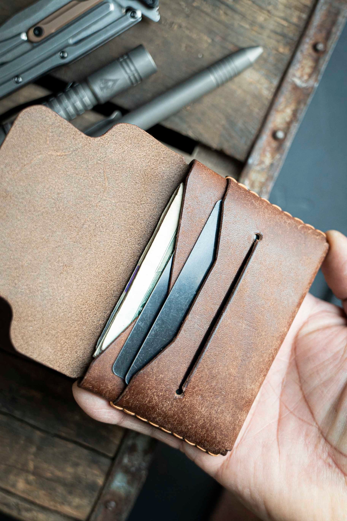 The Atlas. Hand made leather wallet