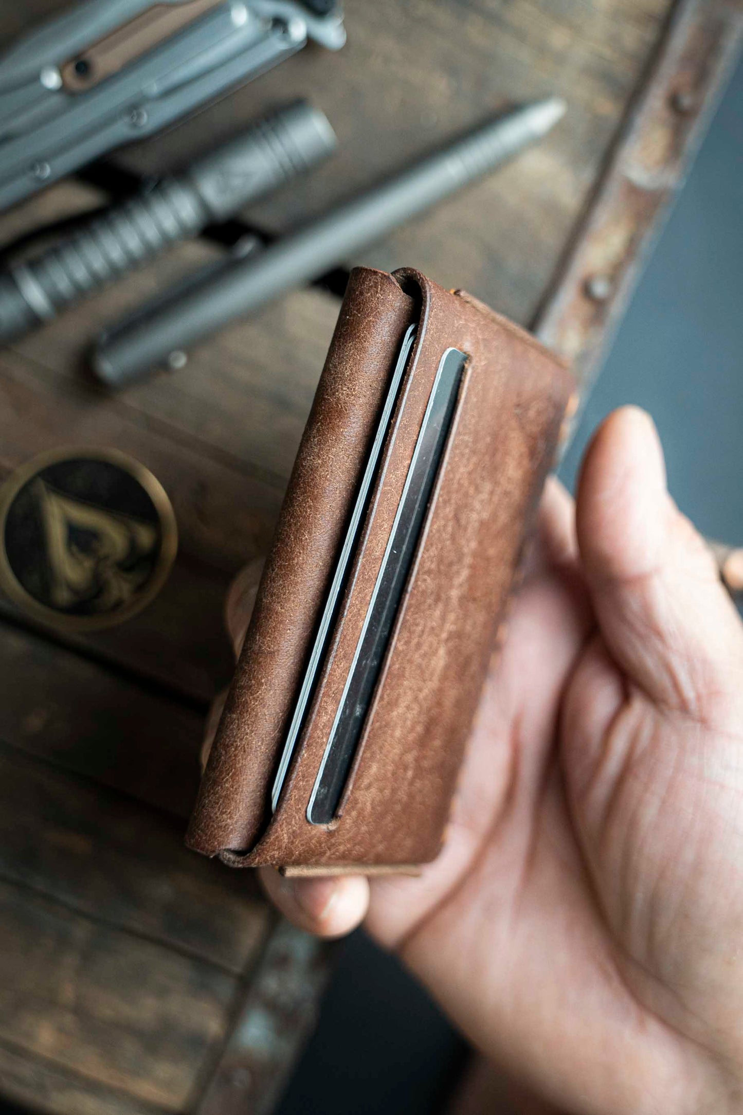 The Atlas. Hand made leather wallet