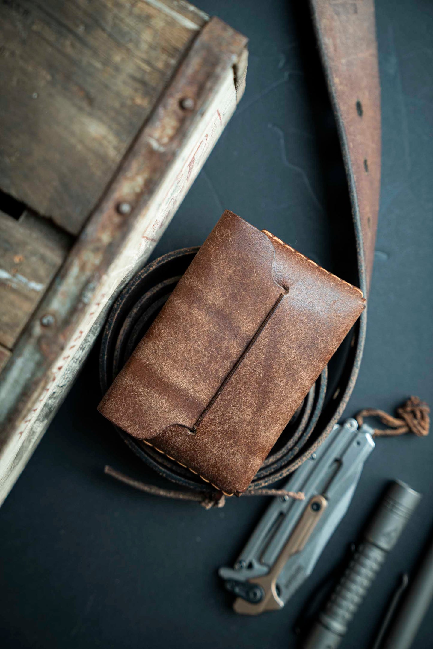 The Atlas. Hand made leather wallet